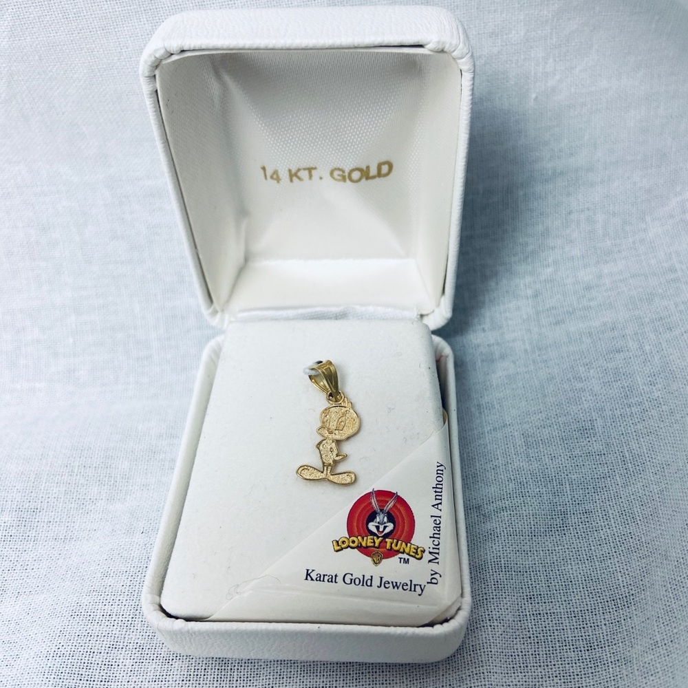 14kt gold tweety bird necklace charm